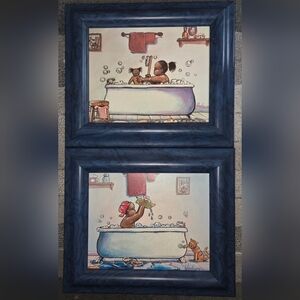 Rub-a-Dub-Dub Framed Nursery Bath Time Artwork - Cute Kids in Tub
